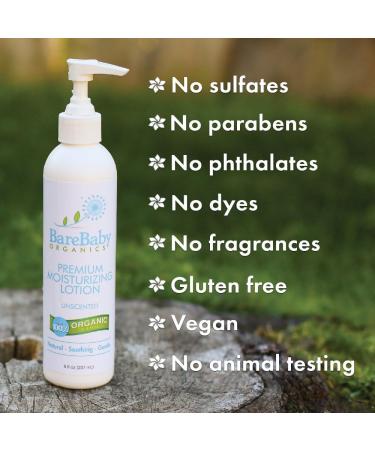 Organic Baby Lotion - Fragrance-Free, Eczema-Friendly Moisturizer for Sensitive Skin | Aloe Vera, Coconut Oil, Shea Butter | Gluten-Free, 8oz - Buy Online on GoSupps.com