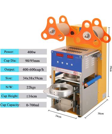 WhAeoy Scelleuse de gobelets lectrique Automatique Machine de scellage de gobelets Boissons 400 600 gobelets/h pour sceller Les gobelets en PP Pet ou PE A - Buy Online on GoSupps.com