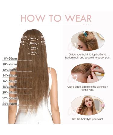 Silk-Co Clip-In Hair Extensions - 18 Clips 8 Tressen Real Remy Hair Blonde & Golden Brown Highlights 115g - 30cm Length - Buy Online on GoSupps.com