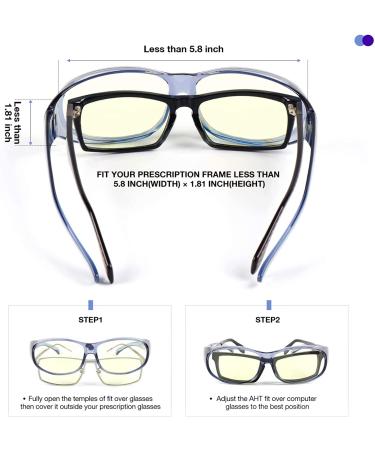 Blue Light Blocking Glasses - AHT Transparent Light Blue Computer Glasses | Fit Over Blue Blocker for Screen Protection - Buy Online on GoSupps.com