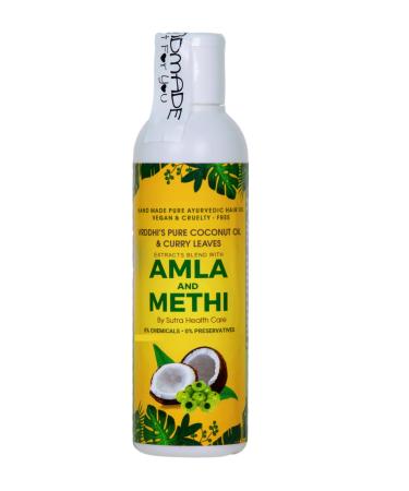 Amla Hair Oil with Methi (Fenugreek) and Curry Leaves for Reduce Hair Fall and Rejuvenate Hair Follicles - No Preservatives or Chemicals Hair Oil - 3.38 FL OZ Small