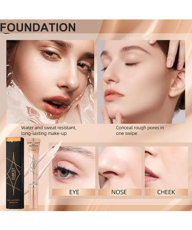 2Pcs 4-in-1 Liquid Foundation Primer, Concealer & Powder | Buildable Coverage for Medium Skin Tones | Flow-Through Sponge Applicator - Buy Online on GoSupps.com