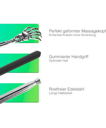 RASCADY Telescopic Back Scratcher - 58cm Extendable Back Crawler for Head & Back Massage - Comfortable Bone Hand - Black - Buy Online on GoSupps.com