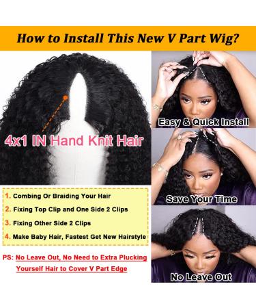 RAGMZZE V Part Wig Human Hair Kinky Curly 180% Density Bob Wigs for Black Women - 18 Inch Third Generation Upgrade U Part Wig - Buy Online on GoSupps.com