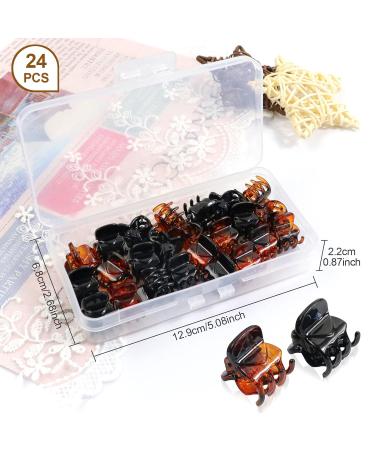 HanyoSheng Mini Hair Clips - 24 Non-Slip Plastic Hair Claw Clips for Girls & Women (Black & Brown) - Perfect Hair Accessories in Box - Buy Online on GoSupps.com