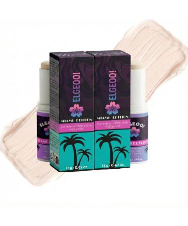 Generisch ELGEOO SunStick SPF 50 "Miami Edition" - Pack of 2 untinted - Invisible sun protection for face and body - No whitening - Waterproof - Ideal for sports beach and everyday use
