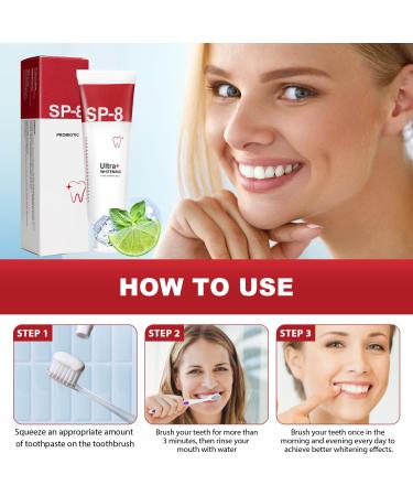 SP 8 Probiotic Toothpaste for Whitening | Ultra Whitening Fresh Breath & Deep Cleaning Care | Includes Toothbrush | International Shipping Available - Buy Online on GoSupps.com