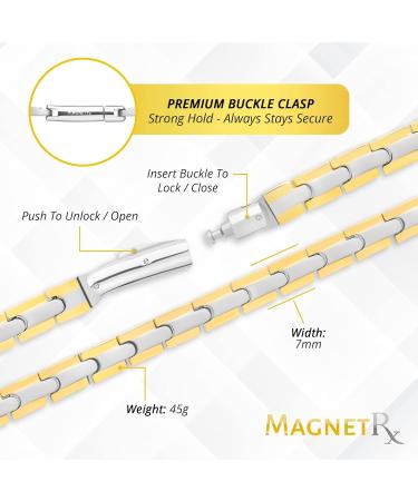 Magnetrx Titan Magnetic Therapy Necklace - Natural Pain Relief for Back Shoulder Headaches & Migraines - 19.25 Inch Silver & Gold Design - Buy Online on GoSupps.com