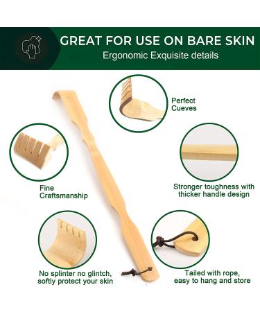 Bamboo Back Scratcher  RENOOK Newest Polished Thicken Extended Backscratchers for Adults Men Women Wooden Self-Treatment Back Itching Artifact - Buy Online on GoSupps.com