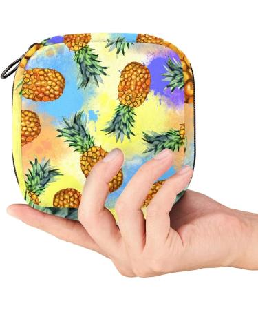 Menstruation Pad Bag with Zipper - Women's Napkin & Tampon Bag in Pineapple Batik Color | Stylish Portable Eco-Friendly - Buy Online on GoSupps.com