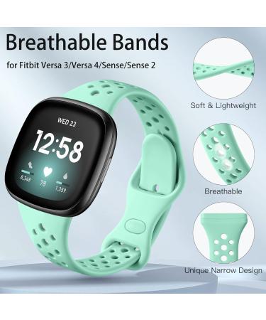 Laffav Silicone Bands 4 Pack for Fitbit Sense/Versa 3/4 - Durable Replacement Wristbands for Women and Men - Slim Sport Straps in White, Pink, Lavender, Mint Green (Large 6.5-8.0) - Buy Online on GoSupps.com