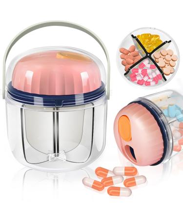 Portable Pill Organizer, GloDeals Weekly Pill Box 7 Day Cute Travel Medicine Organizer BPA Free Moisture Proof Medicine Container for Vitamins, Fish Oils, Supplements (Pink)