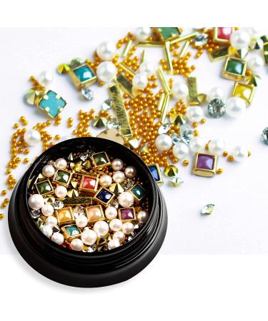 SILPECWEE 3D Gold Nail Charms Kit with Tweezers - DIY Nail Decoration Set - Buy Online on GoSupps.com