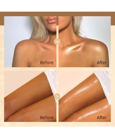 UCANBE Rose Gold Face & Body Glitter Liquid Highlighter - Illuminating Dewy Drops with Brush 50ml Luminizer & Skin Shimmer Oil - Buy Online on GoSupps.com
