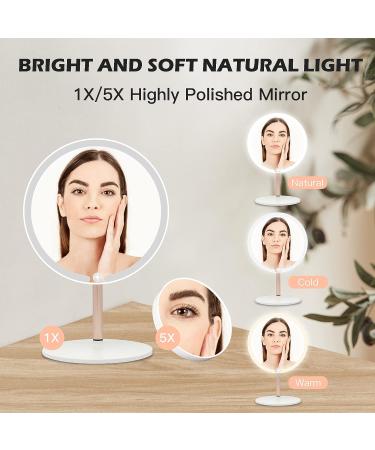 CULER 8.5-Inch Lighted Vanity Makeup Mirror | 3 Color LED, Touch Control, Rechargeable | 5X Magnifying Travel Mirror (Pink) - Buy Online on GoSupps.com