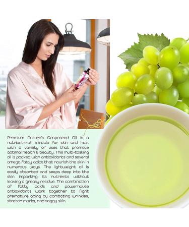 Pure Grapeseed Oil 4 oz - Cold Pressed Extract for Essential Oils, Skin Moisturizer, Massage, Aromatherapy & Hair Growth - Buy Online on GoSupps.com