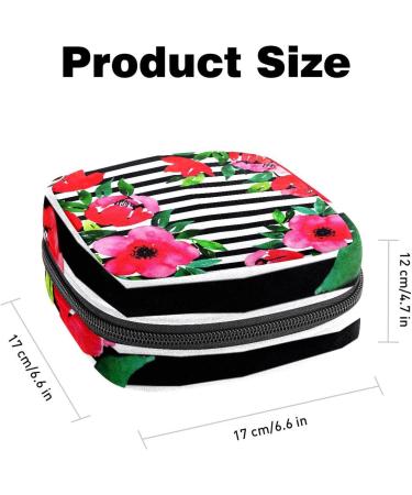 Floral Stripe Sanitary Napkin Storage Bag | Menstrual Cup Pouch | Nursing Pad Holder | Portable Period Bag for Women and Teen Girls - Multi-colored - Buy Online on GoSupps.com