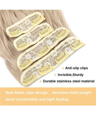 4PCS 20 Ash Blonde Mix Bleach Blonde Wavy Clip in Hair Extensions - Synthetic Thick Hair Piece for Women - Buy Online on GoSupps.com