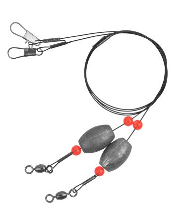 SILANON Fishing Egg Sinkers Weight Rigs,Flounder Grouper Ready Rig Saltwater Stainless Steel Fishing Wire Leader with Egg Sinker Fishing Swivel Snap Connector for Trout Snapper Bottom Fish 0.5oz-4pcs
