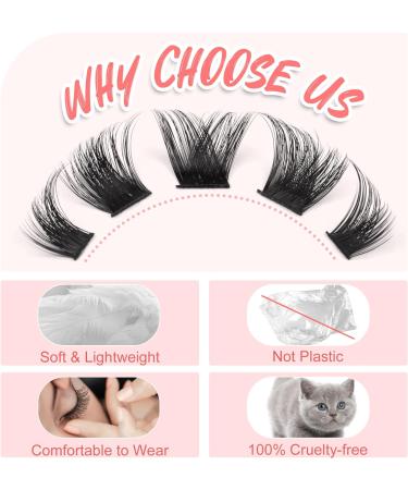 Lash Clusters Kit DIY Extension - Fluffy Cluster Lashes Set for Individual Eyelash Extensions with Glue & Remover by ALICE F - Buy Online on GoSupps.com