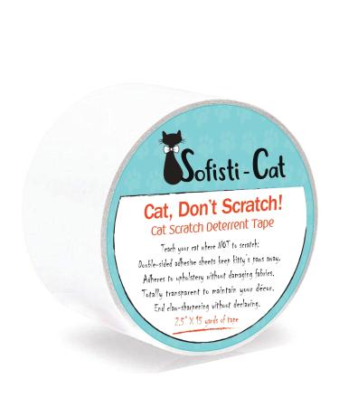 Sofisti-Cat Scratch Furniture Protector, Double Sided Tape Cat Deterrent for Furniture, Cat Repellent Indoor Training Tape 2.5"x15' Roll