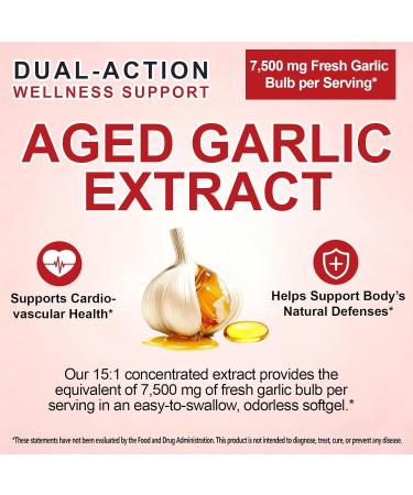 NIFEISHI Aged Garlic Extract (600 Count) 7500mg Odorless Organic Garlic Softgels for Overall Wellness Non-GMO Vegetarian Supplement 2-Year Matured - Buy Online on GoSupps.com