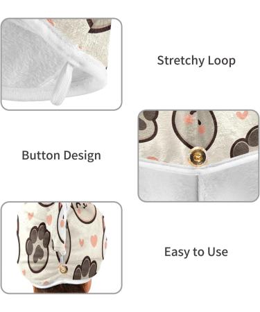 Cute Cat Paw Footprints Hair Towel 2 Pack | Super Absorbent Quick Dry Hair Turbans for Women & Girls - Perfect Hair Drying Solution - Buy Online on GoSupps.com