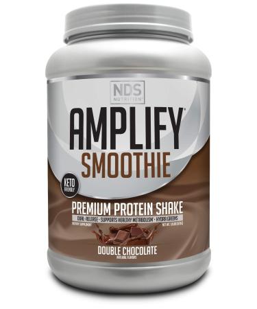 NDS Nutrition Amplify Smoothie Premium Whey Protein Powder Shake with Added Greens and Amino Acids - Build Lean Muscle, Gain Strength, Lasting Energy, and Lose Fat - Double Chocolate (30 Servings)