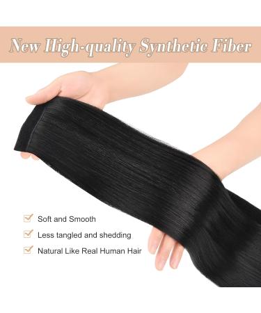 Yamel Ponytail Extension Natural Long Straight 28 Inch Wrap Around Fake Ponytail Synthetic Hair Extensions Clip in Ponytail Hairpiece for Women Black 28 Inch (Pack of 1) - Buy Online on GoSupps.com