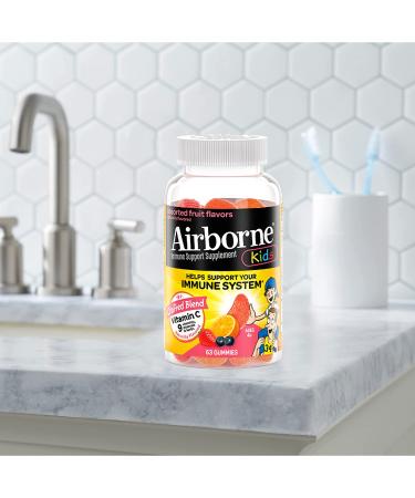 AirBorne Kids Immune Support Gummies - Assorted Fruit, Ages 4+, 63 Count - Buy Online on GoSupps.com