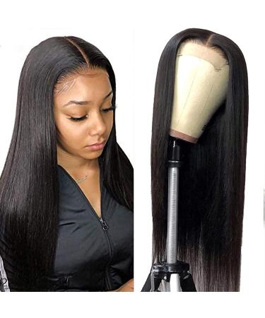 18 Inch 4x1 T Part Lace Front Wigs Human Hair, MISSJAY Brazilian Straight Human Hair Wigs for Black Women Pre Plucked with Baby Hair Natural Black 18 Inch 4X1 Lace Wig
