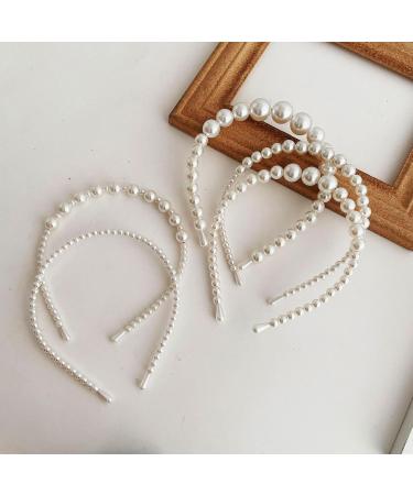 Pearl Hair Hoop | White Faux Pearl Rhinestones Hairbands - Elegant Wedding Headwear Hair Accessories Faux Pearl Rhinestones Hairbands for Wedding - Buy Online on GoSupps.com
