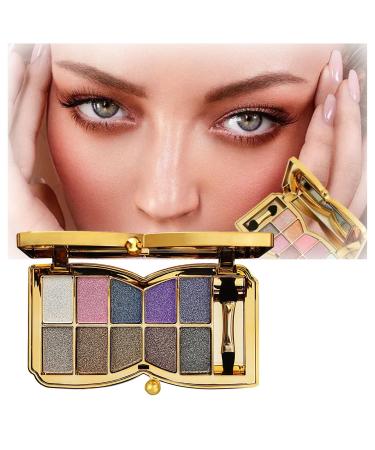 10 Colors Sparkle Shimmer Eyeshadow Palette Highly Pigmented Long Lasting (02#)