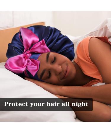 WEIPAO Silk Satin Bonnet - Large Reversible Hair Wrap for Curly Hair - DarkPurple/LightPurple - Buy Online on GoSupps.com