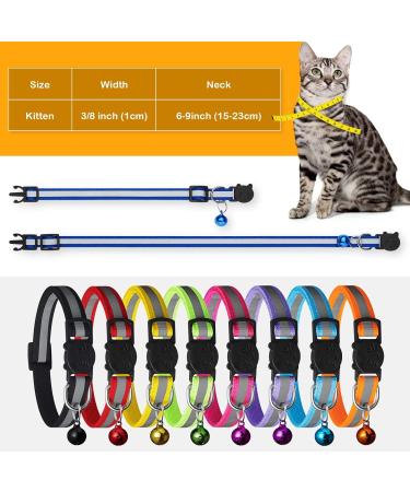 Extodry Reflective Cat Collar Set - 8 Pieces with Name Address Tags & Safety Lock | Adjustable Kitten Collars (6-9) | Personalized Pet Accessories (15-23cm) - International Shipping Available - Buy Online on GoSupps.com