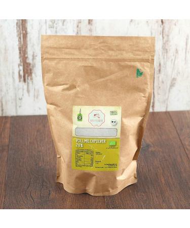 S ssundClever.de Bio Full Milk Powder |26% |1.0 kg |Spray -dried |from Germany |plastic-free and ecological-sustainable packaged