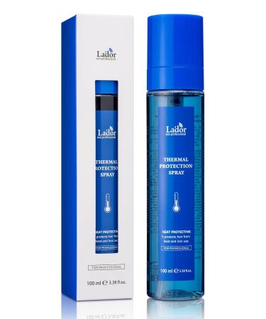 LA'DOR Hair Heat Thermal Protection Spray Leave-In Mist Pre-Iron 3.4 Oz Instant Glossy Shine Volume Frizzy Damaged Hair w/ Protein Amino Acids No Stickiness  Free of Silicone Parabens Sulfate Alcohol LADOR