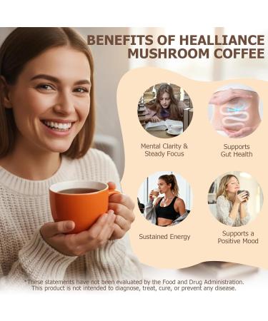 Healliance Instant Mushroom Coffee Single Serve Sticks - with Lion s Mane Cordyceps for Sustained Energy and Focus plus Reishi for Digestive Wellness and a Smooth Non-Bitter Taste (20 Servings) - Buy Online on GoSupps.com