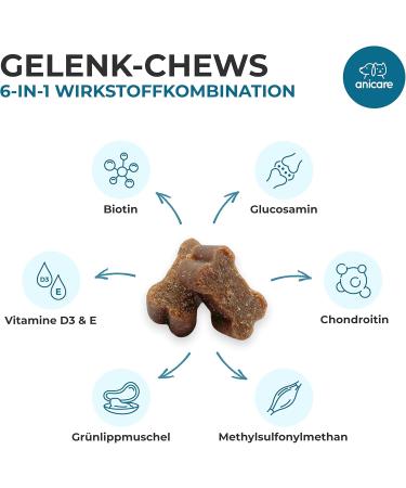 Anicare Premium Joint Care Chews for Dogs | Glucosamine Chondroitin MSM & Green Lipped Mussel - Top Choice for Joint Health - Buy Online on GoSupps.com