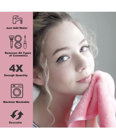 4 Pack XL Makeup Remover Cloths - Fast Drying & Reusable - Exfoliating Cleansing Cloths for All Skin Types - Pink & Black - Buy Online on GoSupps.com