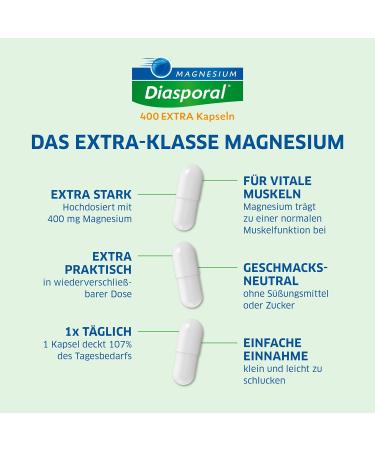 Magnesium-Diasporal 400 EXTRA Capsules - 400mg Magnesium per Capsule 100 Pieces | Best International Shipping - Buy Online on GoSupps.com