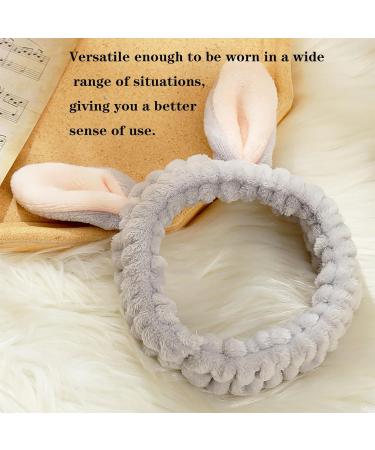 KEYRI 2 Pieces Face Wash Headband Spa Headbands Elastic Hair Band Bunny Ears Hair Bands Makeup Headbands Coral Fleece Headband Cute Wash Hair Band Bath Shower Head Wraps for Women Girls (Pink+Grey) - Buy Online on GoSupps.com