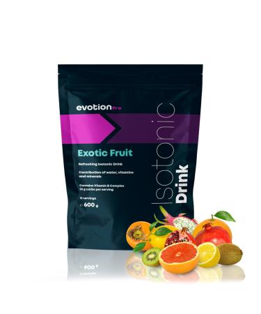 EVOTION PRO Isotonic Drink Powder - 600 g, Ideal for Hydration, With Electrolytes and Carbohydrates, Prevent Muscle Cramps, Gluten Free, Exotic Fruits