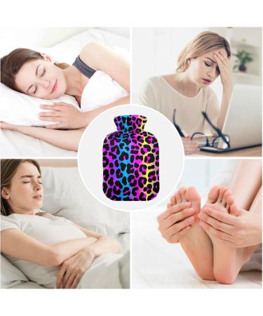 Hot Water Bottle 2L with Leopard Print Cover - Cheetah Neon Gradient for Pain Relief & Winter Warmth - Buy Online on GoSupps.com
