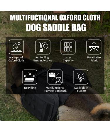 Hound Dog Harness with Detachable Saddle Bags&Leash | Travel,Camp&Hike Backpack for Medium&Large Dogs - Black - Buy Online on GoSupps.com