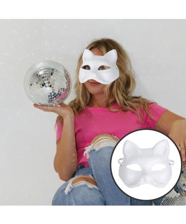 ABOOFAN White Cat Mask - Unpainted DIY Half Face Therian Halloween Mask for Masquerade - International Shipping Available - Buy Online on GoSupps.com