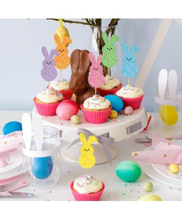 JarThenaAMCS 48Pcs Easter Cupcake Topper Glitter Bunny Cupcake Picks Colorful Rabbit Food Picks for Easter Spring Birthday Cake Decoration Supplies - Buy Online on GoSupps.com