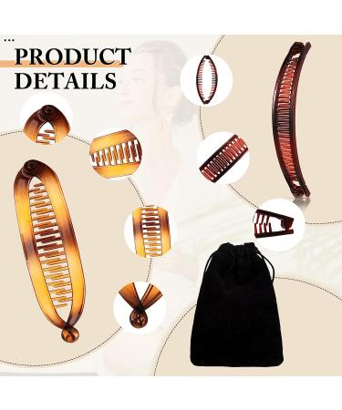 12-Piece Banana Hair Clips Set - Classic Clincher Combs Large Double Comb Fishtail Clip for Women - 4 Styles in Tortoiseshell, White, Clear & Black - Buy Online on GoSupps.com