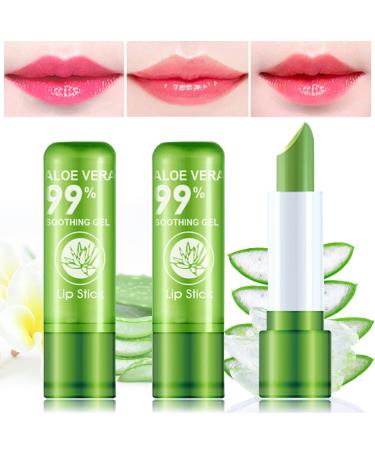 WYBLZPXZ 3 Pack Aloe Vera Lipstick Long Lasting Nourishing Moisturizing Lip Stick Magic Temperature Color Changing Lipstick Lip Gloss Waterproof Matte Lip Balm Makeup 3P