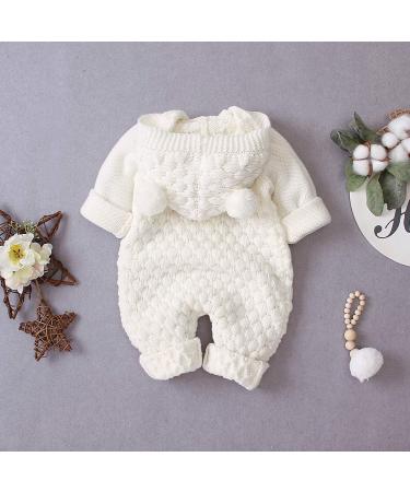Haokaini Newborn Baby Ear Hooded Knitted Winter Romper Snowsuit 3-6 Months Beige - Buy Online on GoSupps.com
